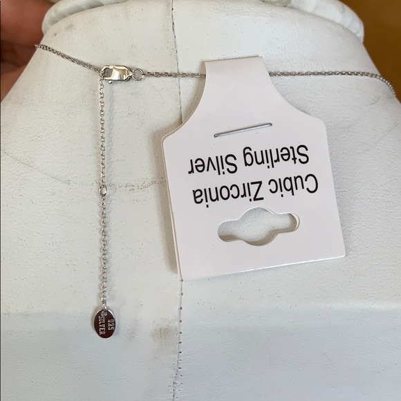 14k White Gold Plated 3ct Solitaire CZ Necklace - Picture 4 of 7